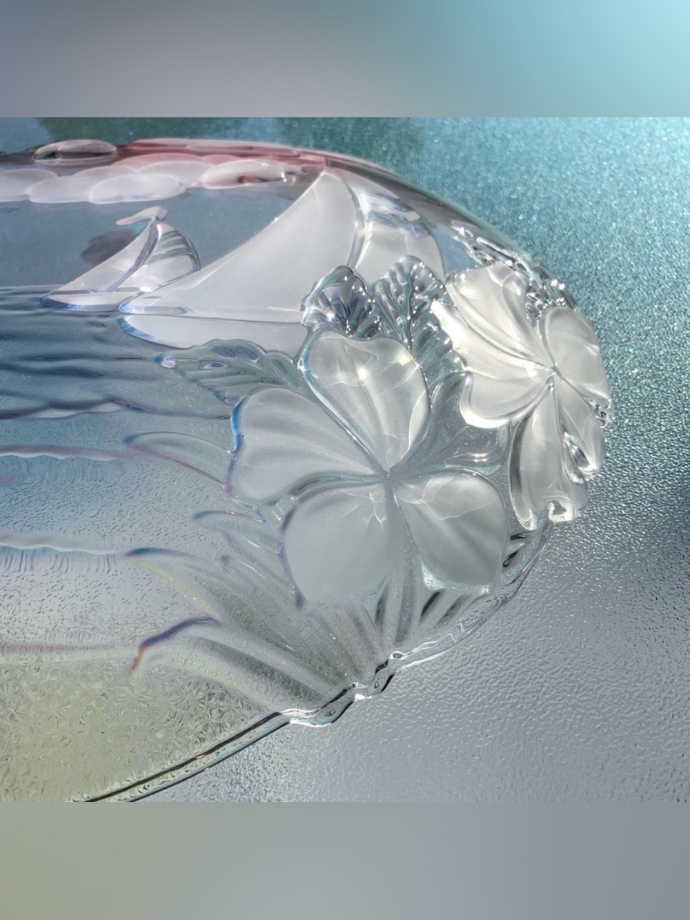 Mikasa 3D Sunrise Bay 18-1/2” Oval Sailboat Nautical Hostess Glass Platter - Picture 9 of 11